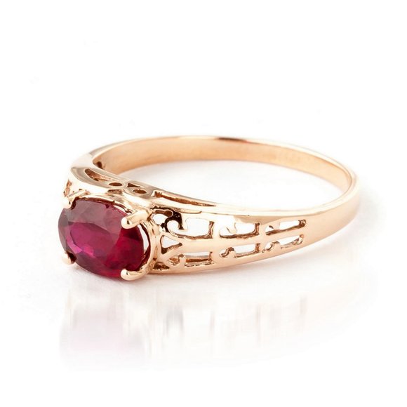14K. SOLID GOLD FILIGREE RING WITH NATURAL RUBY - Picture 2 of 6